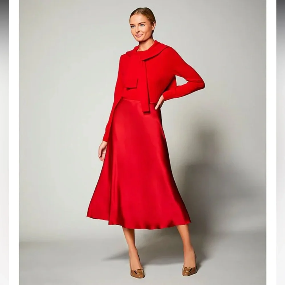 NWT Antonio Melani Blakely Coordinating A-line Satin Skirt - Picture 1 of 8